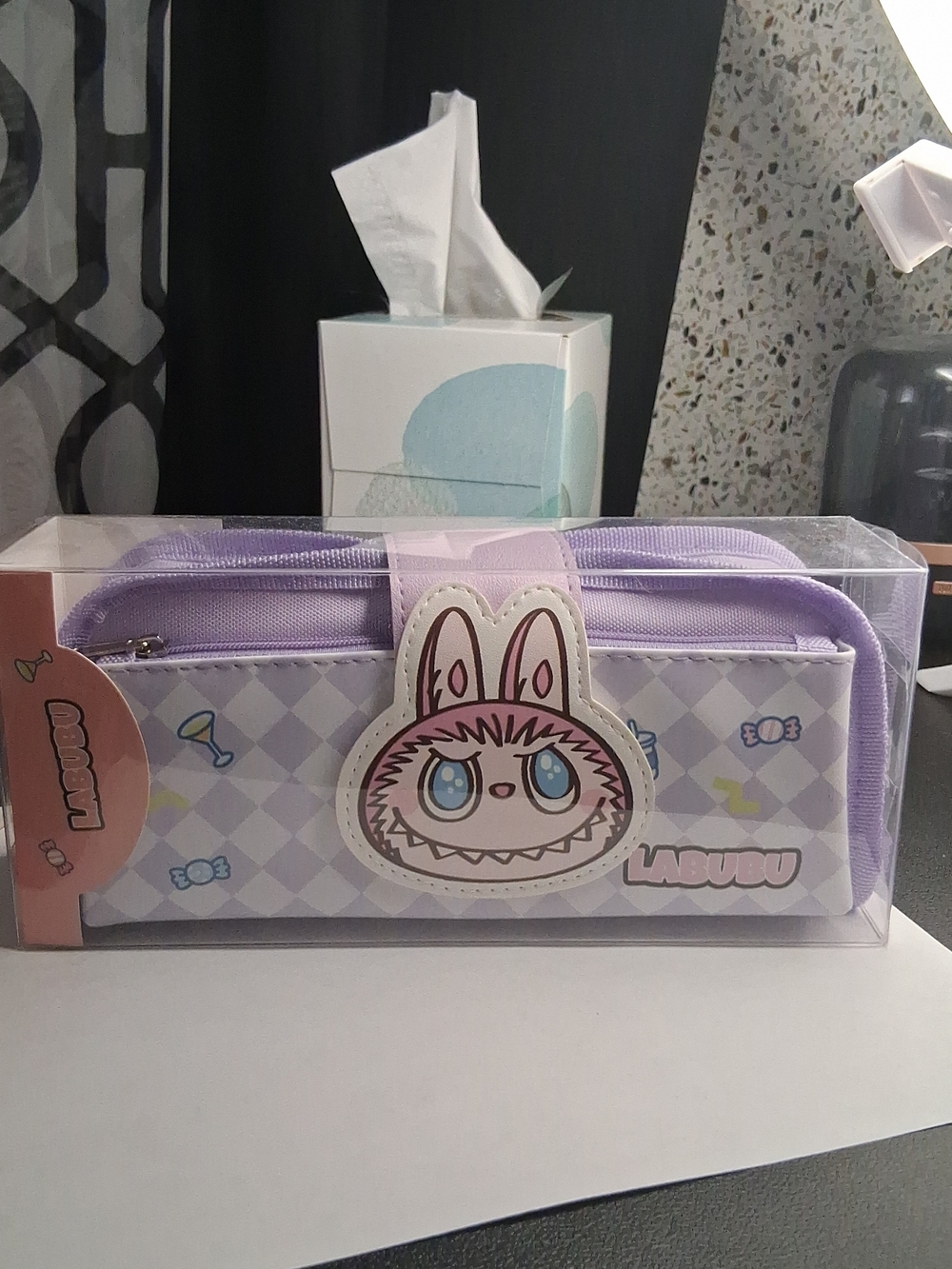 Labubu Pencil Case Purple With foldover Strap Brand New